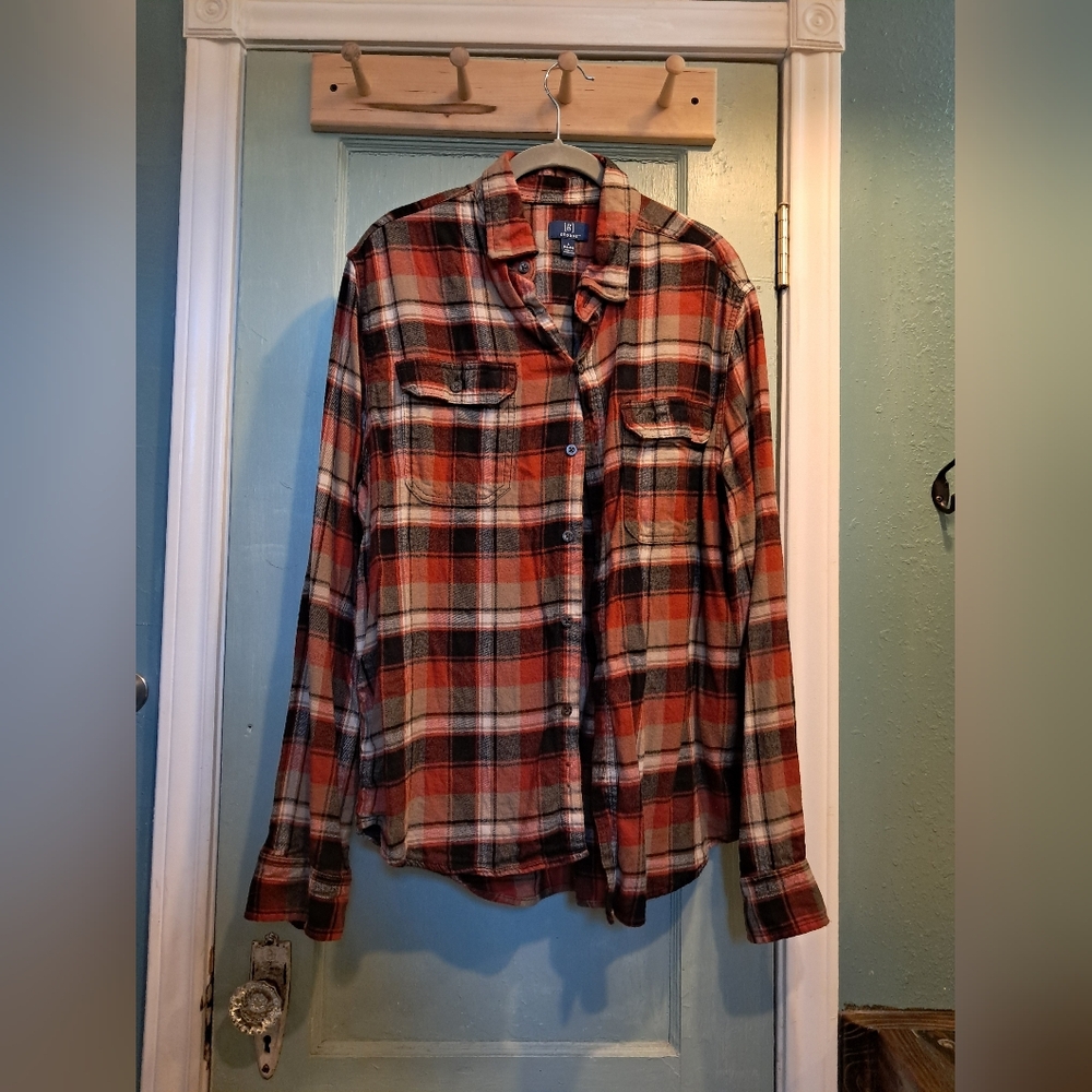 George Orange and Black Plaid Shirt